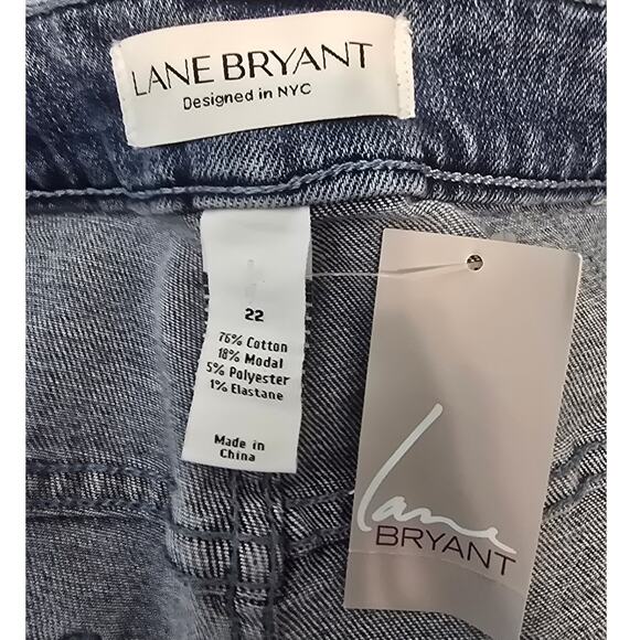 Lane Bryant Whiskering Distroyed Hem Faux Pearl Accents Women's Jeans 22 NWT - Picture 4 of 4